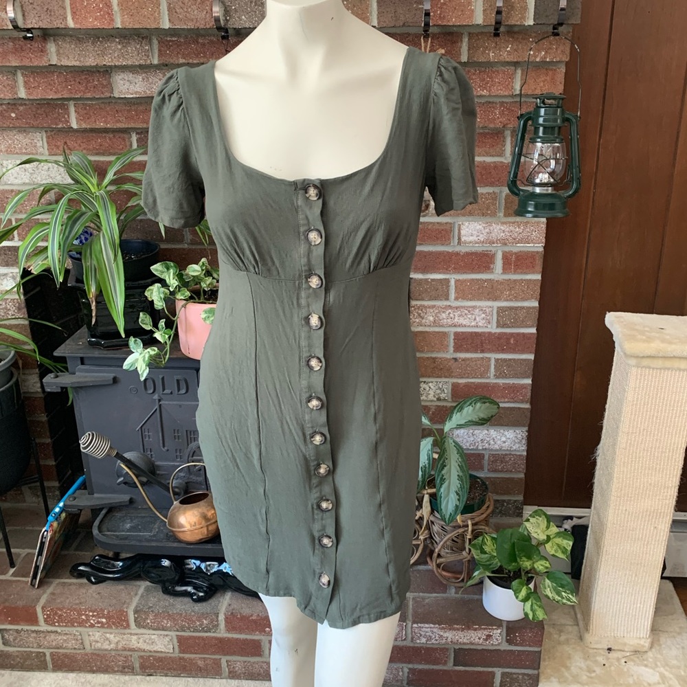 Y2K Express Green Babydoll Mini Dress